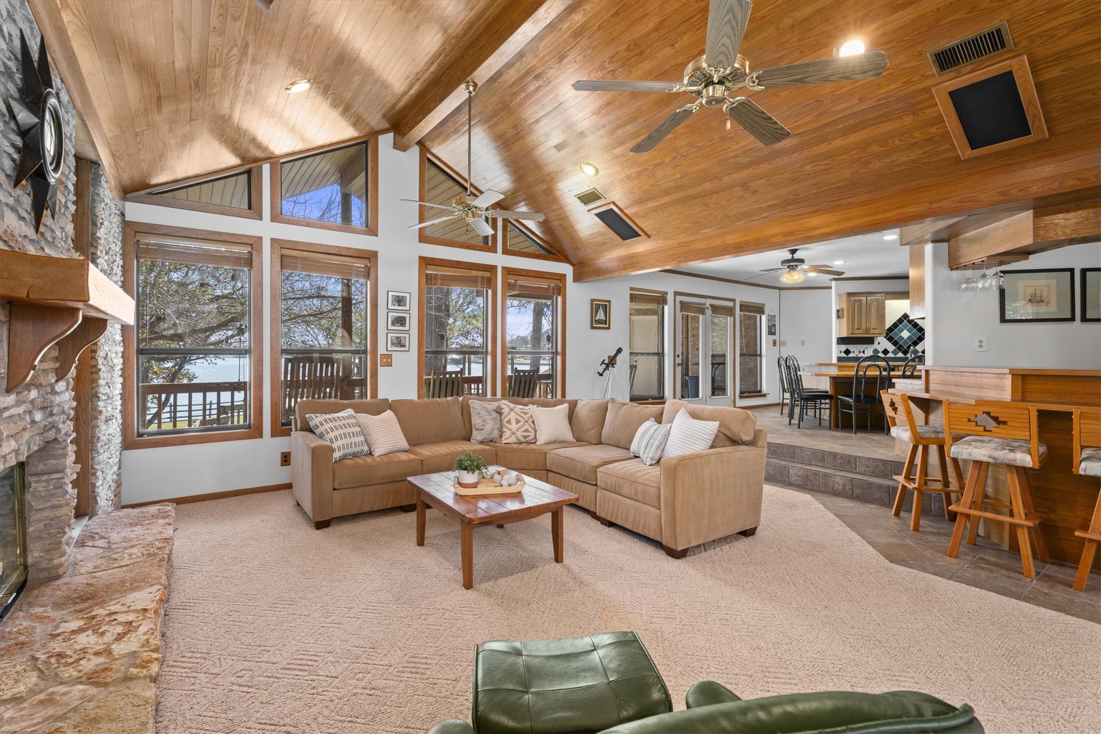 241 Harbour Point Circle Coldspring, TX 77331 - Photo 10 of 33 Living area with high ceilings and large windows to enjoy the view.