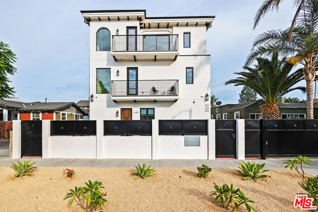 a front view of a building with street