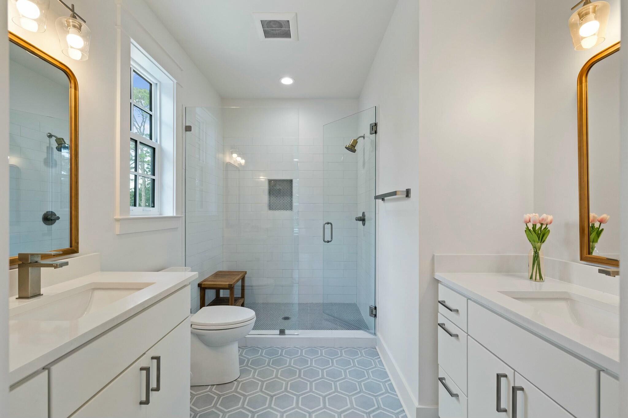 349 Seabreeze Blvd Inlet Beach Inlet Beach, FL 32461 - Photo 58 of 74 a bathroom with a granite countertop sink toilet and shower