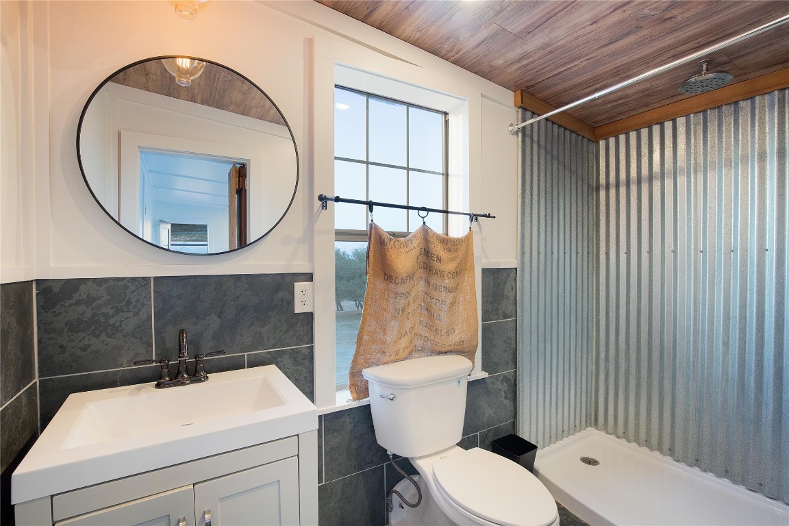 171 Hart Lane Dripping Springs, TX 78620 - Photo 35 of 40 a bathroom with a toilet a sink and a mirror