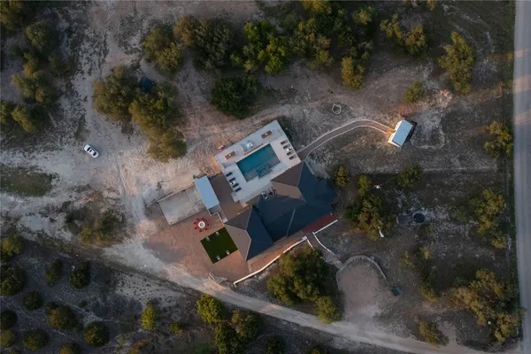an aerial view of house with outdoor space