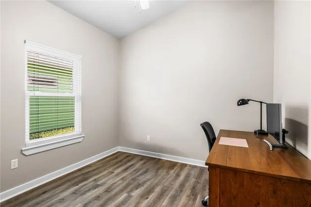 a view of a room with a window