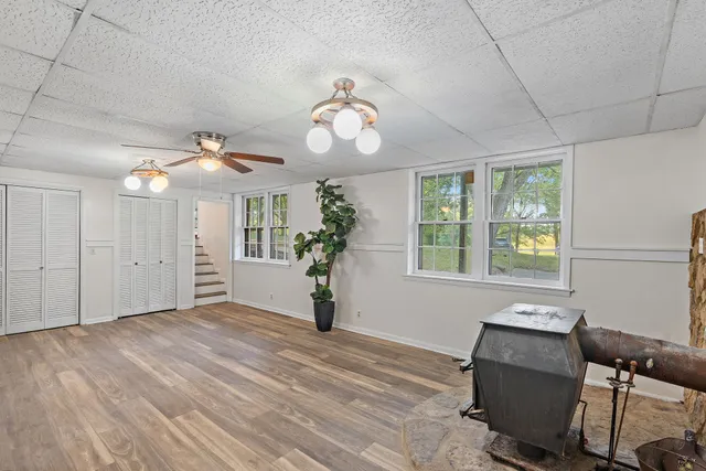 a view of a livingroom with a window