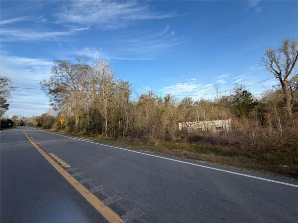 a view of a road from a yard