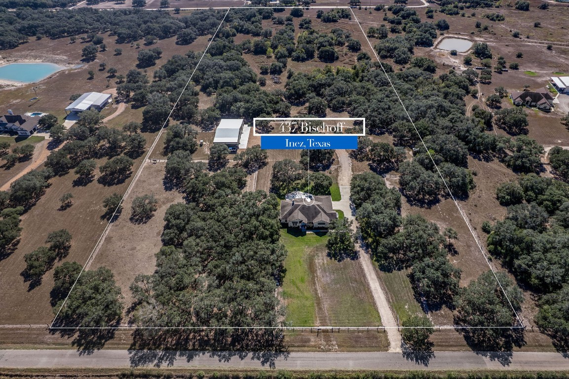 437 Bischoff Road Inez, TX 77968 - Photo 44 of 45 an aerial view of a house with a garden