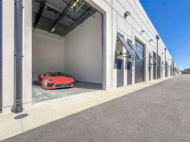 a view of a car park in front of a building