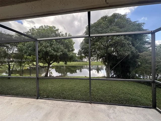 a view of a park from a window