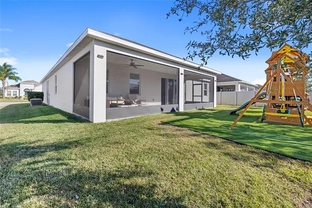 a view of a park with slide