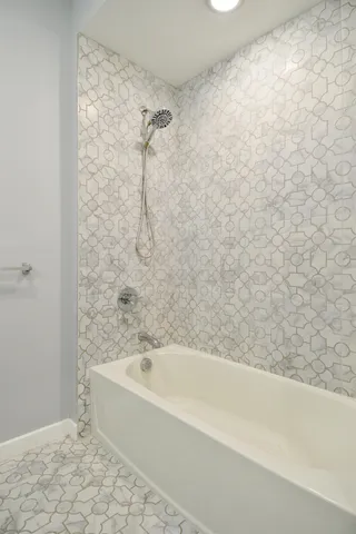 a bathroom with a bathtub