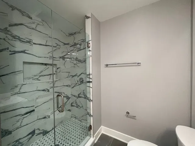 a bathroom with a shower