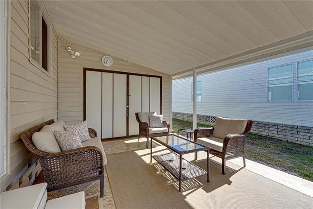 a outdoor living space with furniture