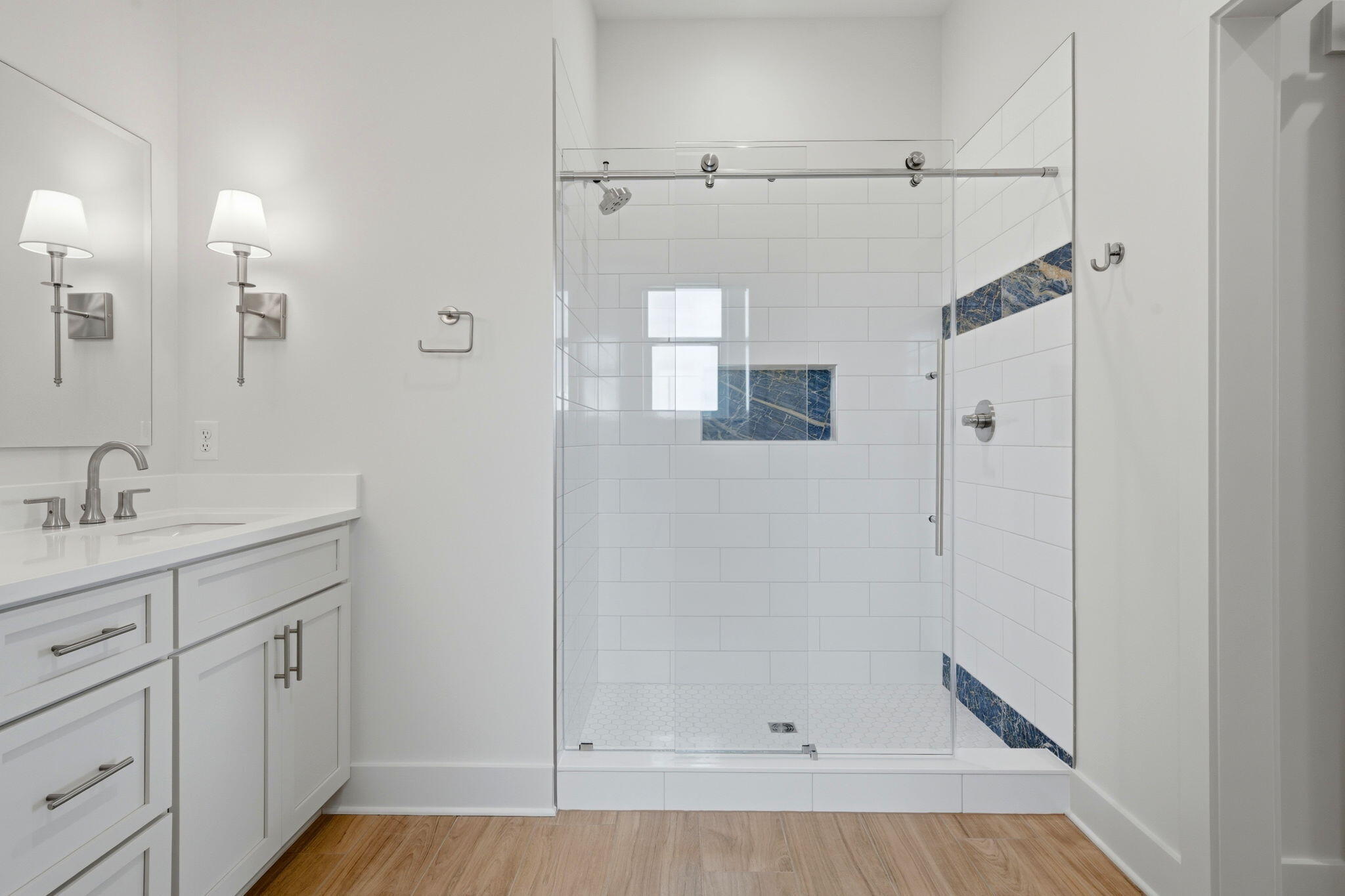 425 Gulfview Lane Perdido Key, FL 32507 - Photo 22 of 71 a bathroom with a granite countertop sink mirror and shower