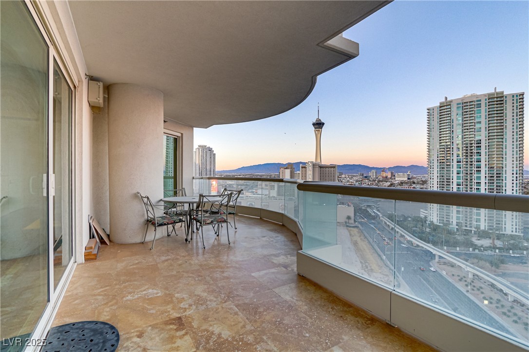 2777 Paradise Road, Unit 2001 Las Vegas, NV 89109 - Photo 14 of 33 Large sized balcony with view of the East and North East of the Las Vegas Valley