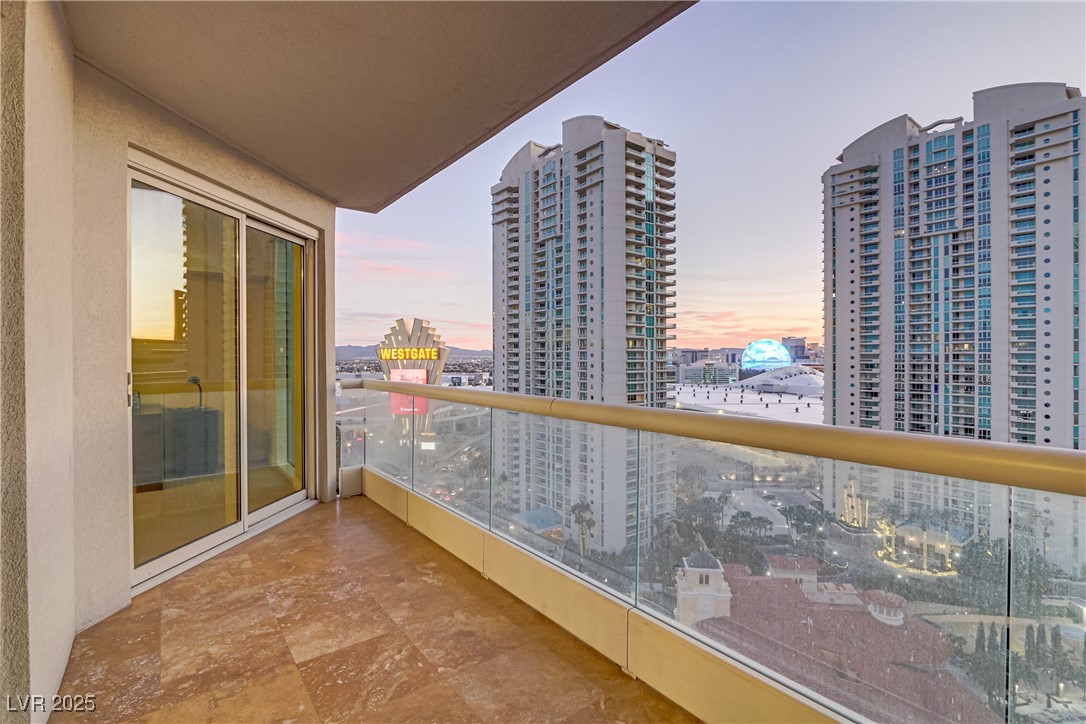 2777 Paradise Road, Unit 2001 Las Vegas, NV 89109 - Photo 22 of 33 Balcony shared between Primary Suite and secondary bedroom