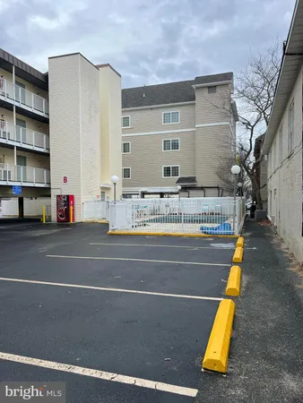 a view of an ocean and a building