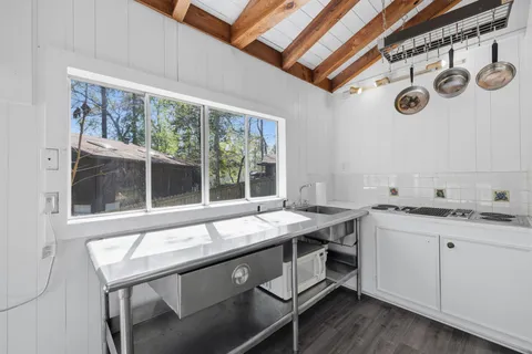 a room with a table and a window