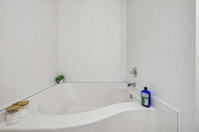 a bathroom with a bathtub