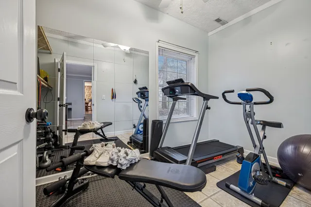 a room with gym equipment