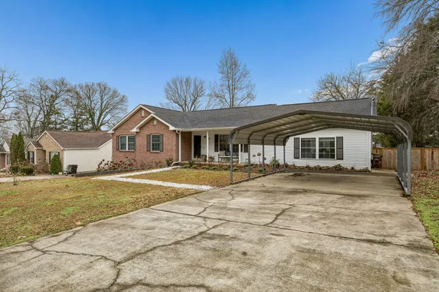 a view of a lake with a city