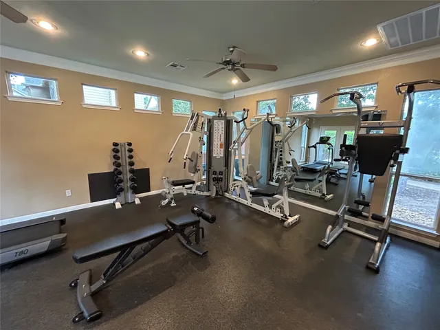 a view of a room with gym equipment