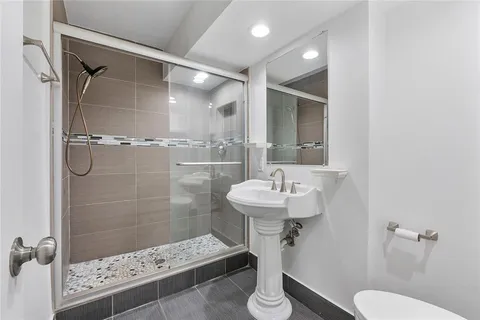 a view of a big building in front of a building