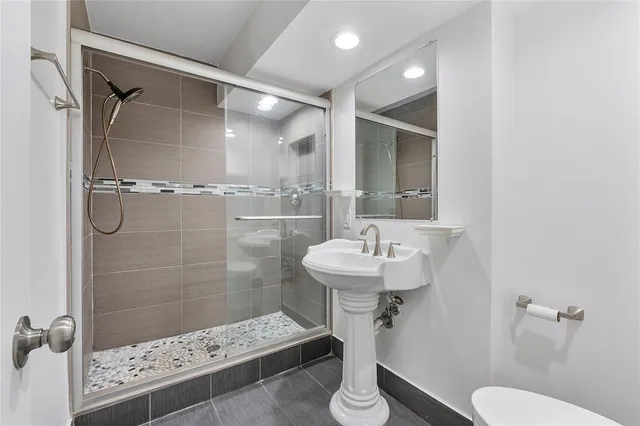 a view of a big building in front of a building