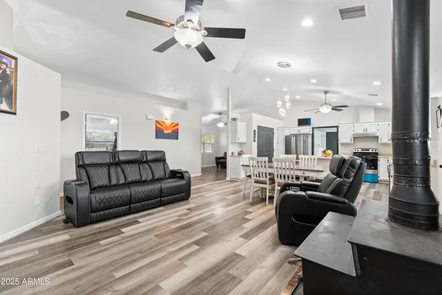 a living room with furniture and a couch