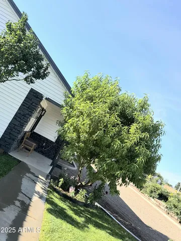a house view with garden space
