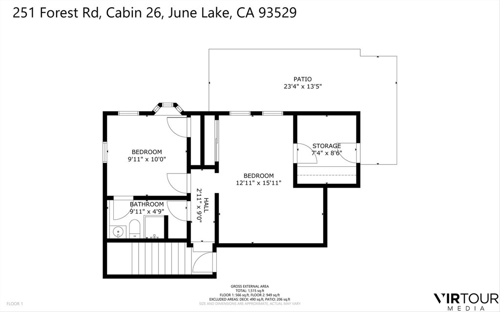 251 Forest Road June Lake, CA 93529 - Photo 72 of 75 Downstairs floor Plan Cabin 26