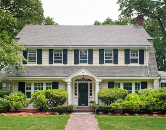 38 Gammons Road Newton, MA 02468 - Photo 1 of 10 front view of a brick house with a yard