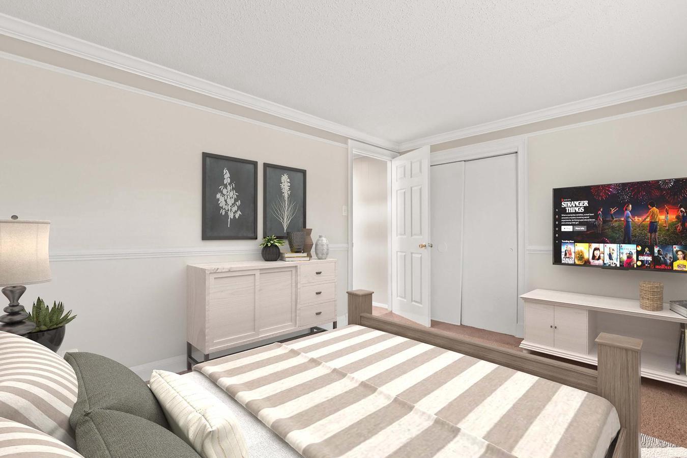 6505 Farley Street Springfield, VA 22152 - Photo 24 of 30 a bedroom with a bed and a flat screen tv