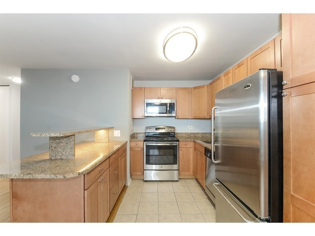 655 West Irving Park Road, Unit 2508 Chicago, IL 60613 - Photo 5 of 20 a kitchen with stainless steel appliances granite countertop a refrigerator and a sink