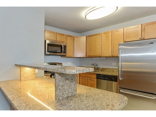 655 West Irving Park Road, Unit 2508 Chicago, IL 60613 - Photo 6 of 20 a kitchen with granite countertop a sink cabinets and stainless steel appliances