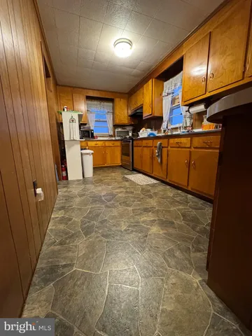 a kitchen with lots of counter top space