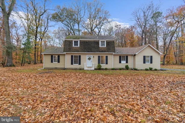 a backyard of a house with large trees