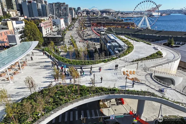 a picture of city view with outdoor seating