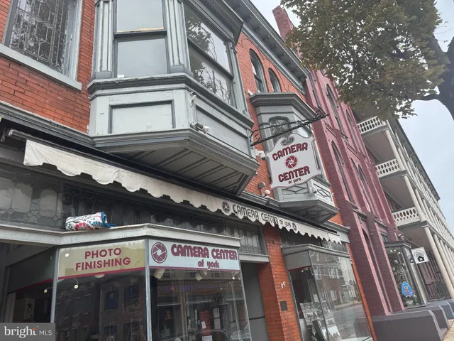 a view of a building with a large windows