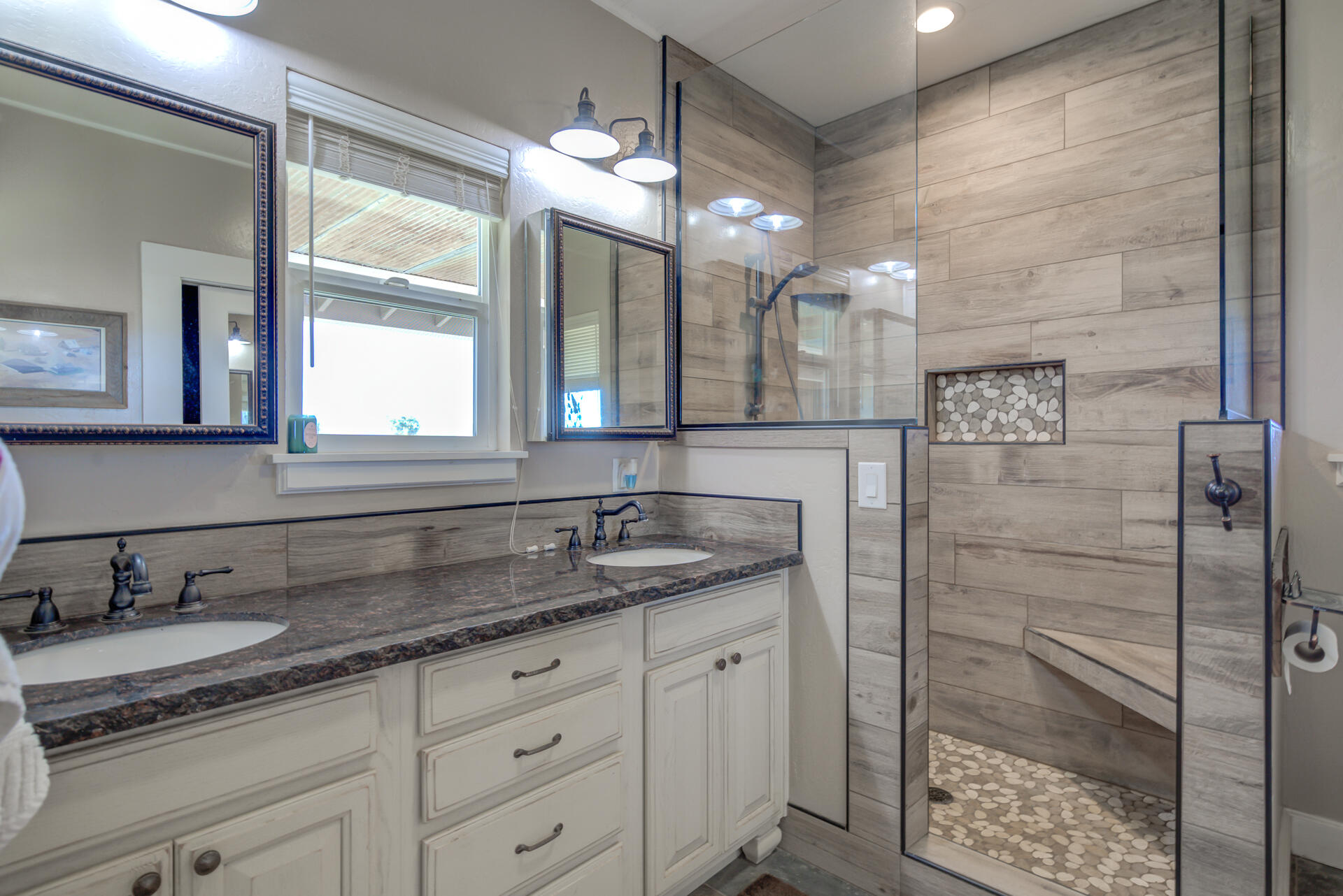 541-105 Pittville Road McArthur, CA 96056 - Photo 38 of 87 a bathroom with a granite countertop sink mirror and double