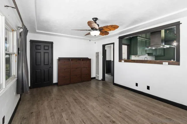 a view of a livingroom with a chandelier