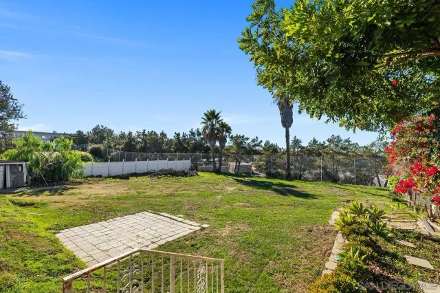 a view of a swimming pool with a yard