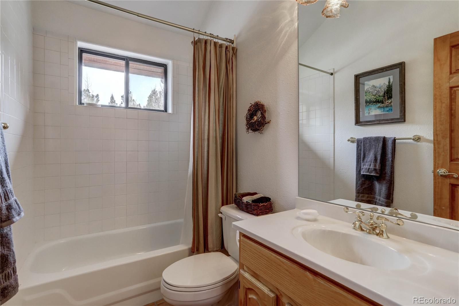 105 Desperado Road Bailey, CO 80421 - Photo 32 of 40 a bathroom with a sink toilet and shower