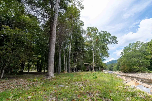 a view of outdoor space with trees all around