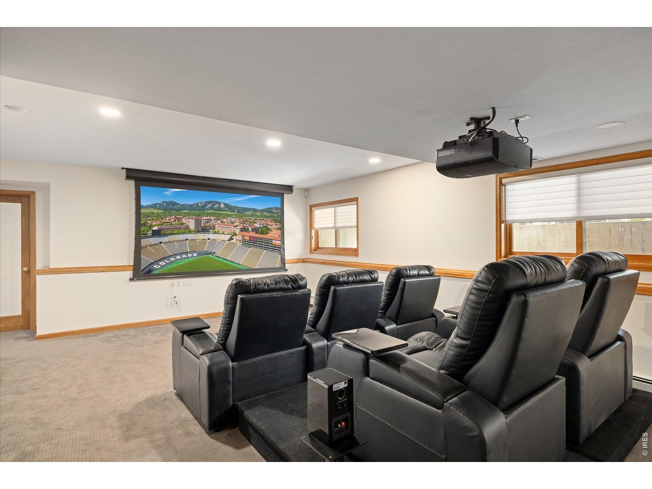 3966 Promontory Court Boulder, CO 80304 - Photo 23 of 42 a media room with lots of chairs and a projector