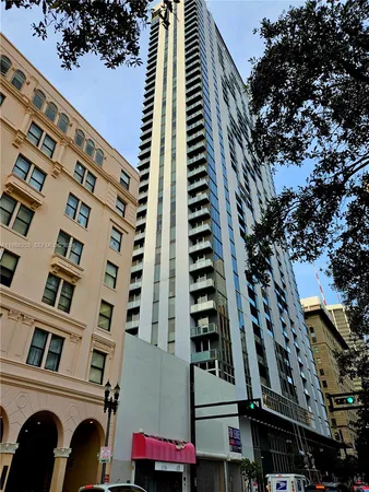 a front view of a multi story building