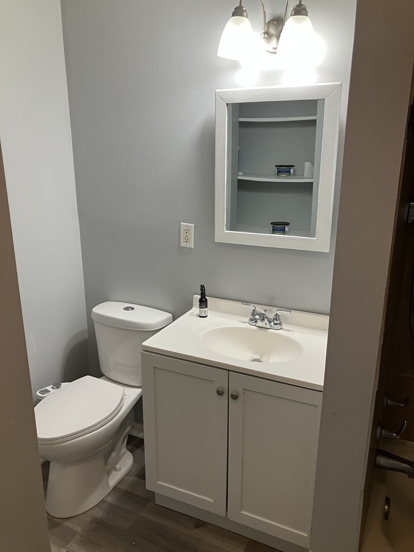 1432 Ridgeway Street Round Lake Beach, IL 60073 - Photo 9 of 20 a bathroom with a toilet sink and mirror