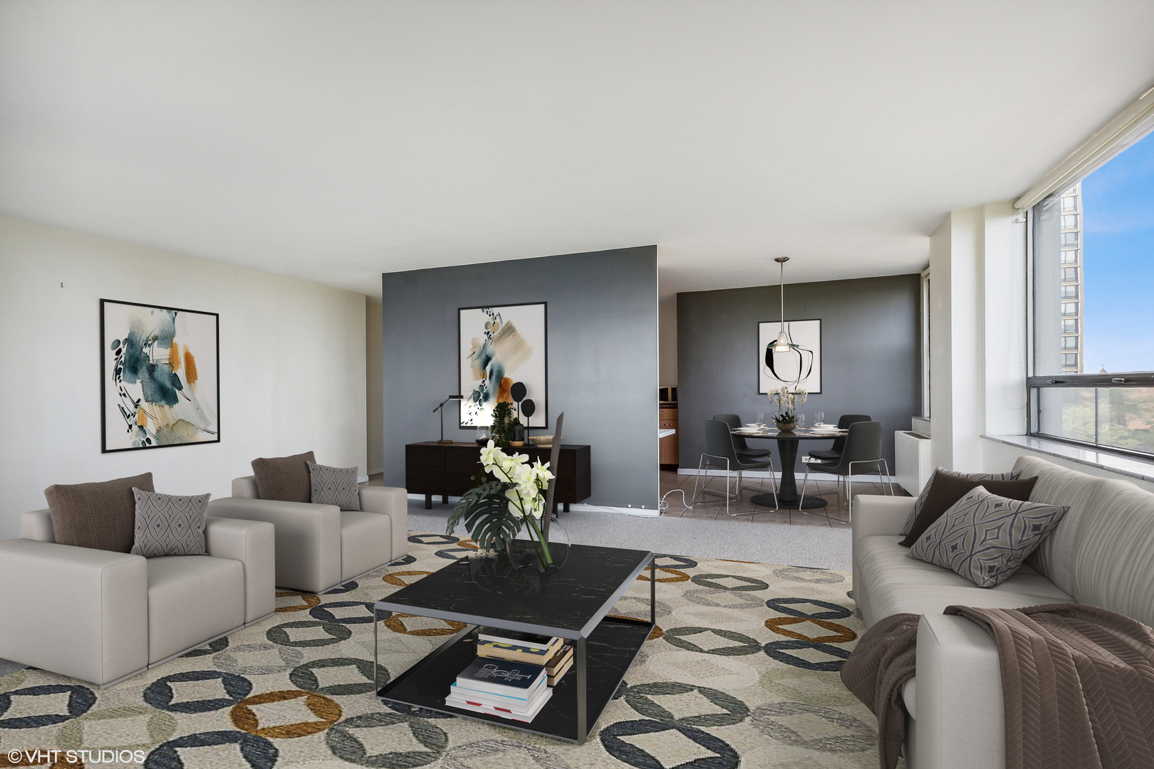 5701 North Sheridan Road, Unit 5K Chicago, IL 60660 - Photo 7 of 24 a living room with furniture a rug and a window