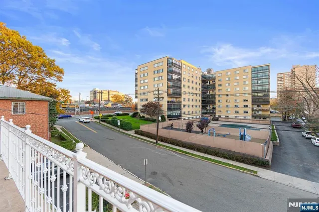 a balcony with city view