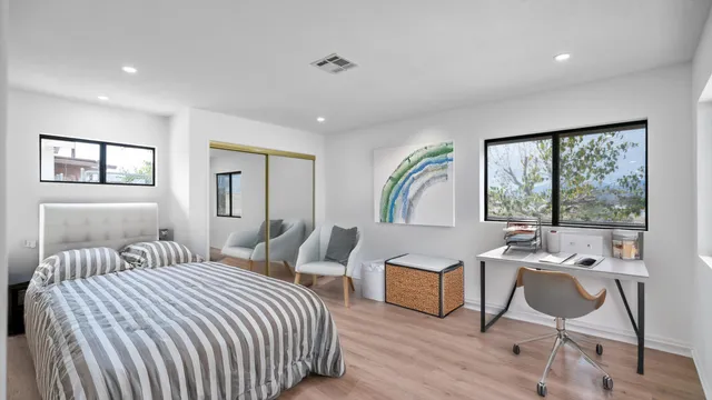 a view of empty room with racks