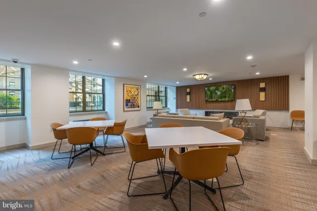 a view of a lobby with furniture