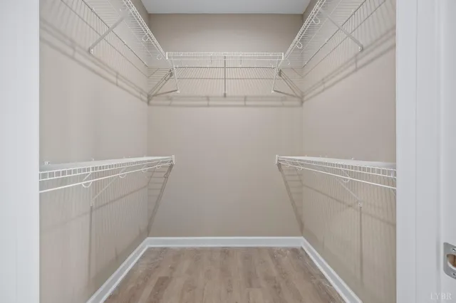 a view of a room with racks on the wall